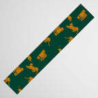 Animal Print - Tigers on Dark Olive Green Retro Texture Table Runner Gallery Image 3