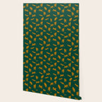 Animal Print - Tigers on Dark Olive Green Retro Texture Wallpaper Gallery Image 2