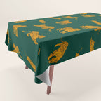Animal Print - Tigers on Dark Olive Green Retro Texture Tablecloth Gallery Image 1