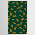 Animal Print - Tigers on Dark Olive Green Retro Texture Tablecloth Gallery Image 2