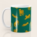 Animal Print - Tigers on Dark Olive Green Retro Texture Coffee Mug Gallery Image 3