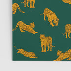 Animal Print - Tigers on Dark Olive Green Retro Texture Poster Gallery Image 3