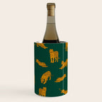 Animal Print - Tigers on Dark Olive Green Retro Texture Wine Chiller Gallery Image 3