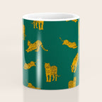 Animal Print - Tigers on Dark Olive Green Retro Texture Coffee Mug Gallery Image 4