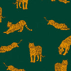 Animal Print - Tigers on Dark Olive Green Retro Texture Coffee Mug Gallery Image 2