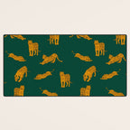 Animal Print - Tigers on Dark Olive Green Retro Texture Desk Mat Gallery Image 3