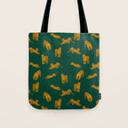 Animal Print - Tigers on Dark Olive Green Retro Texture Tote Bag Gallery Image 1