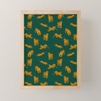 Animal Print - Tigers on Dark Olive Green Retro Texture Mini Art Print Gallery Image 1