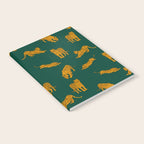 Animal Print - Tigers on Dark Olive Green Retro Texture Notebook Gallery Image 2