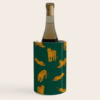 Animal Print - Tigers on Dark Olive Green Retro Texture Wine Chiller Gallery Image 2