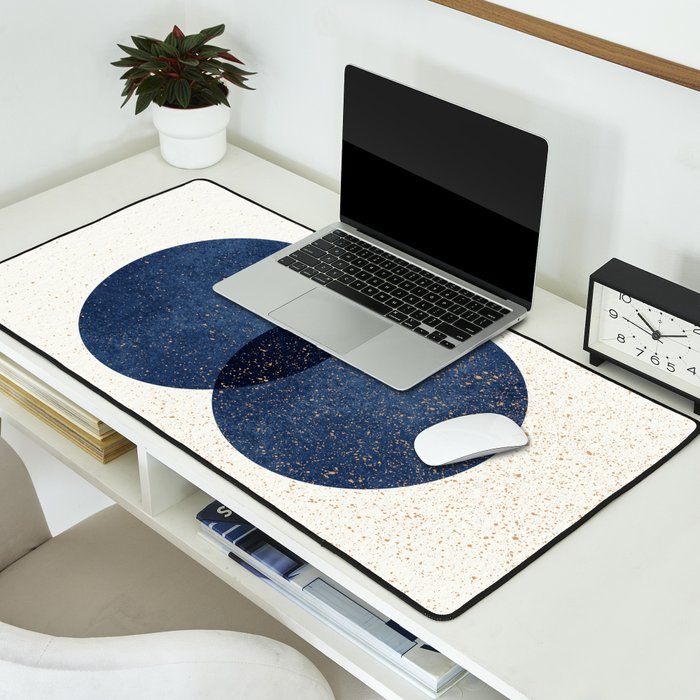 Circle Abstract - Dark Blue Navy Texture Desk Mat Gallery Image 2