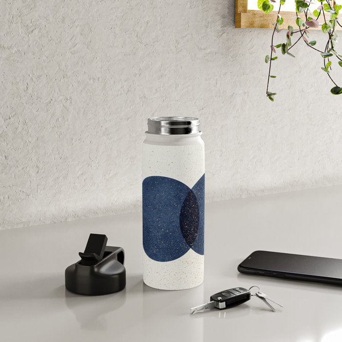 Circle Abstract - Dark Blue Navy Texture Water Bottle Gallery Image 4