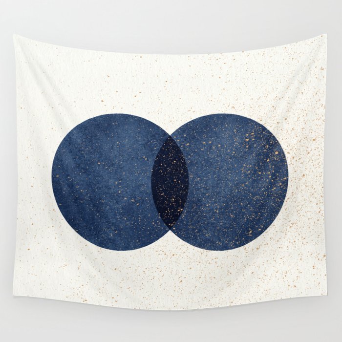 Circle Abstract - Dark Blue Navy Texture Wall Tapestry Gallery Image 4
