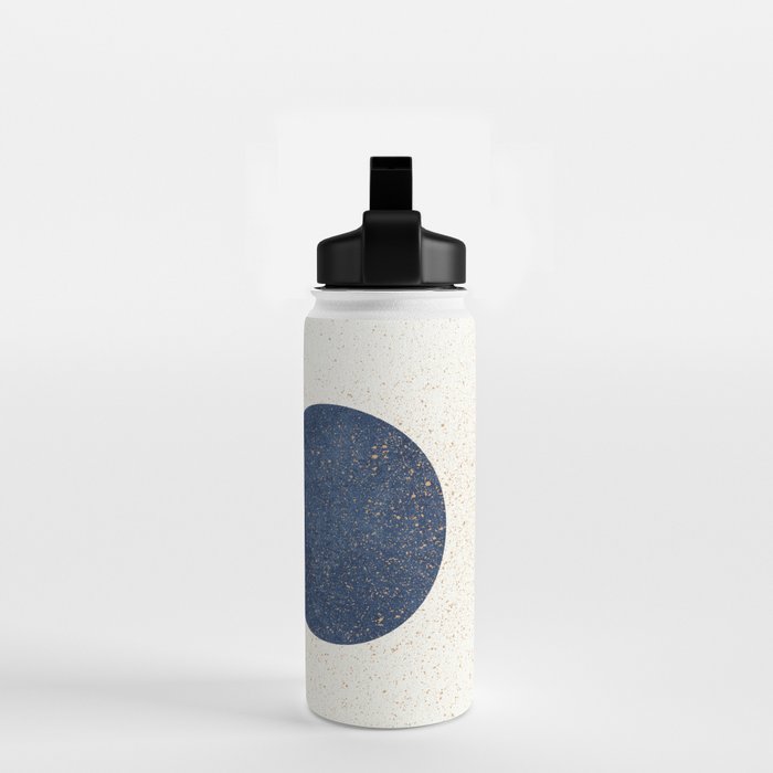 Circle Abstract - Dark Blue Navy Texture Water Bottle Gallery Image 2