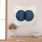 Circle Abstract - Dark Blue Navy Texture Wall Tapestry Gallery Image 2