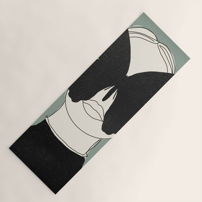 BLACK BUTTERFLY Line Drawing Yoga Mat Gallery Image 1