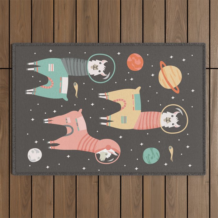Astronaut Llamas in Space Outdoor Rug Gallery Image 1