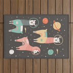 Astronaut Llamas in Space Outdoor Rug Gallery Image 1