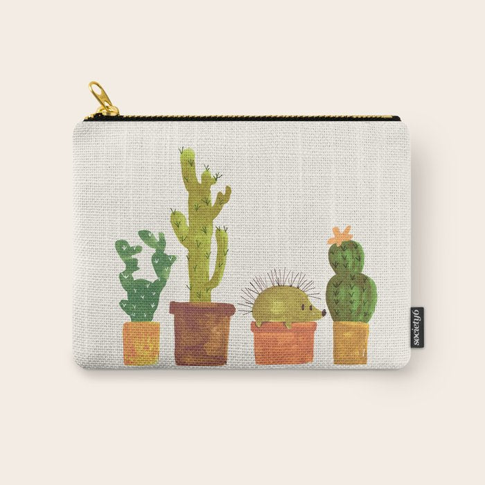 Hedgehog and Cactus (incognito) Carry All Pouch Gallery Image 1