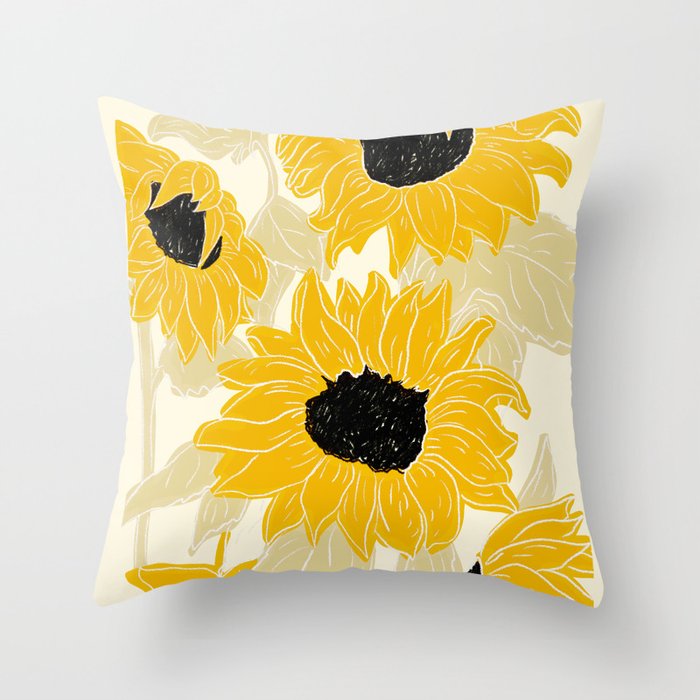 Minimalist Sunflowers Throw Pillow Gallery Image 1