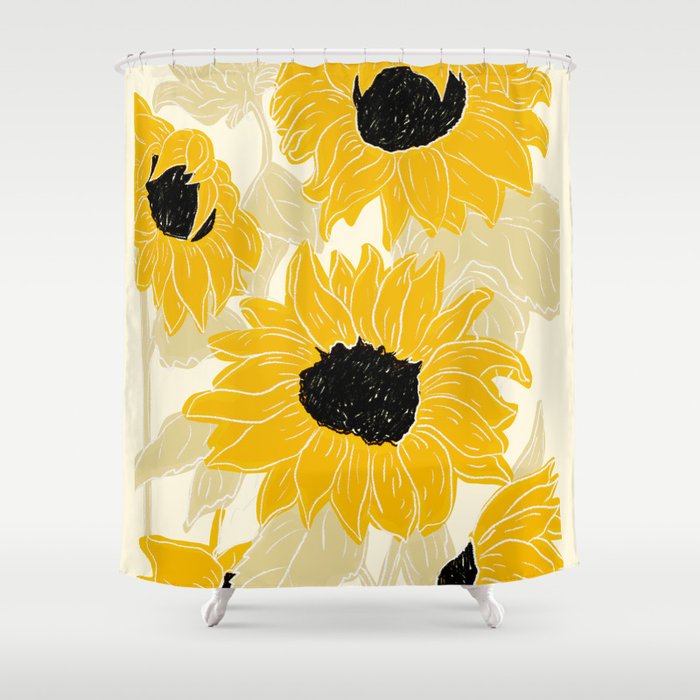 Minimalist Sunflowers Shower Curtain Gallery Image 1