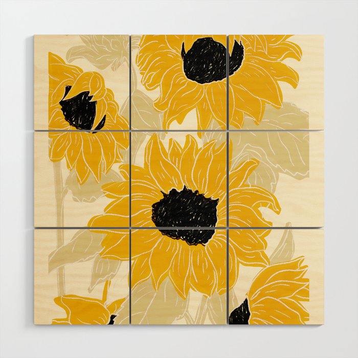 Minimalist Sunflowers Wood Wall Art Gallery Image 1