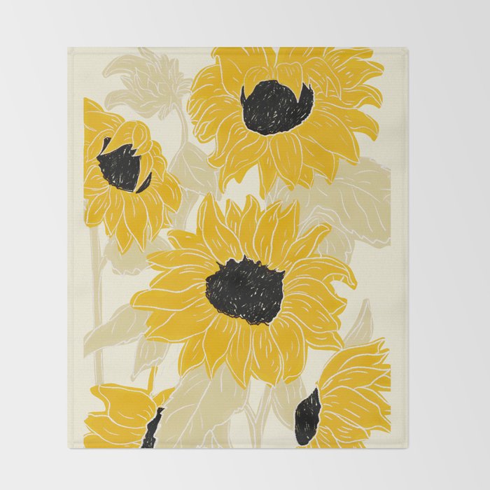 Minimalist Sunflowers Throw Blanket Gallery Image 2