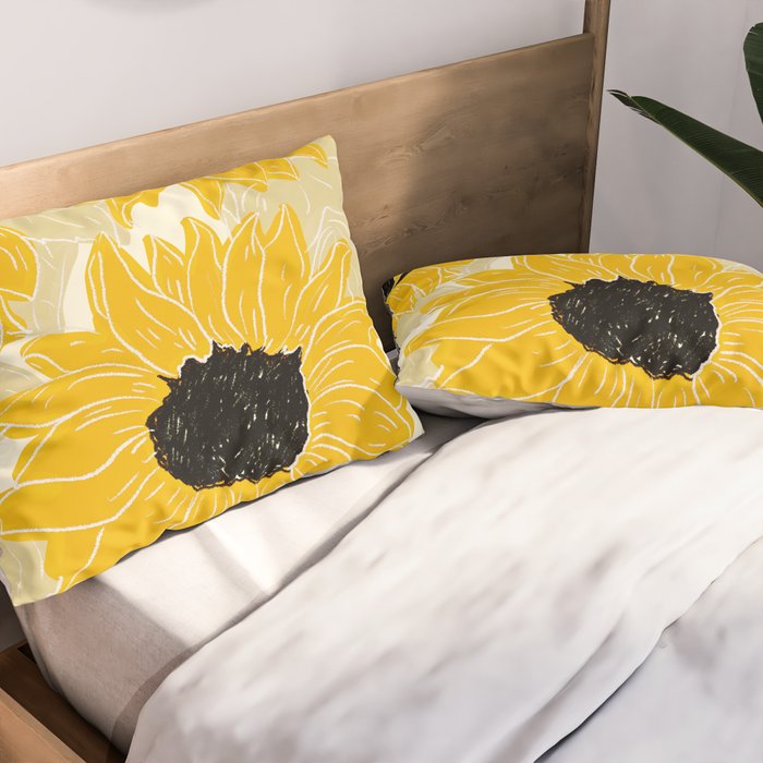 Minimalist Sunflowers Pillow Sham Gallery Image 2