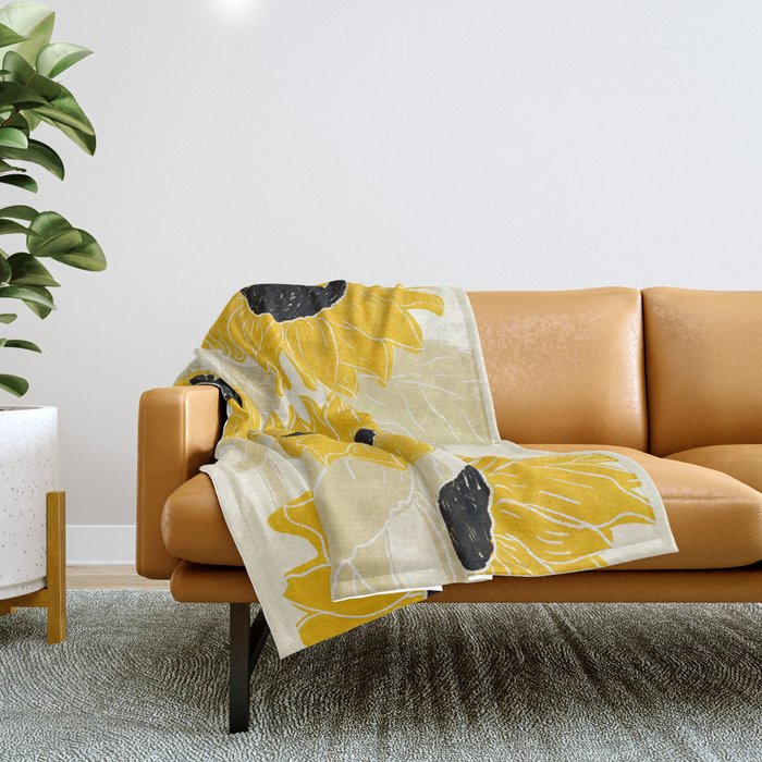 Minimalist Sunflowers Throw Blanket Gallery Image 1