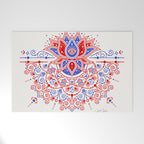 Sacred Lotus Mandala - Red & Blue Palette Welcome Mat Gallery Image 1