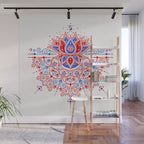 Sacred Lotus Mandala - Red & Blue Palette Wall Mural Gallery Image 1