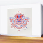 Sacred Lotus Mandala - Red & Blue Palette Wall Mural Gallery Image 2