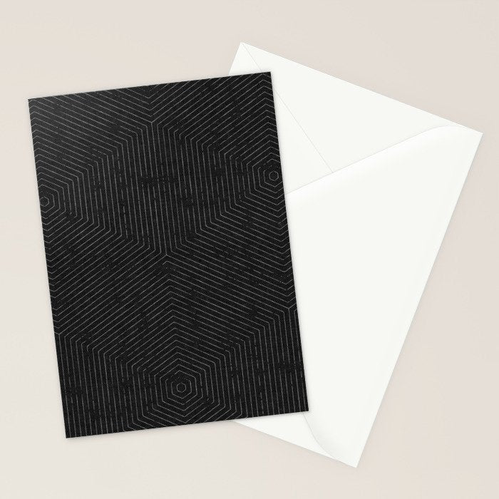 boho hexagon stripes - charcoal Stationery Card Gallery Image 2
