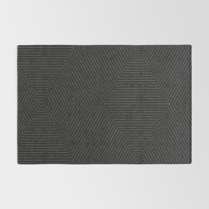 boho hexagon stripes - charcoal Rug Gallery Image 2