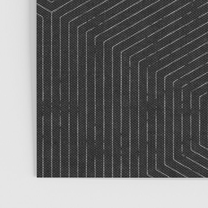 boho hexagon stripes - charcoal Poster Gallery Image 3