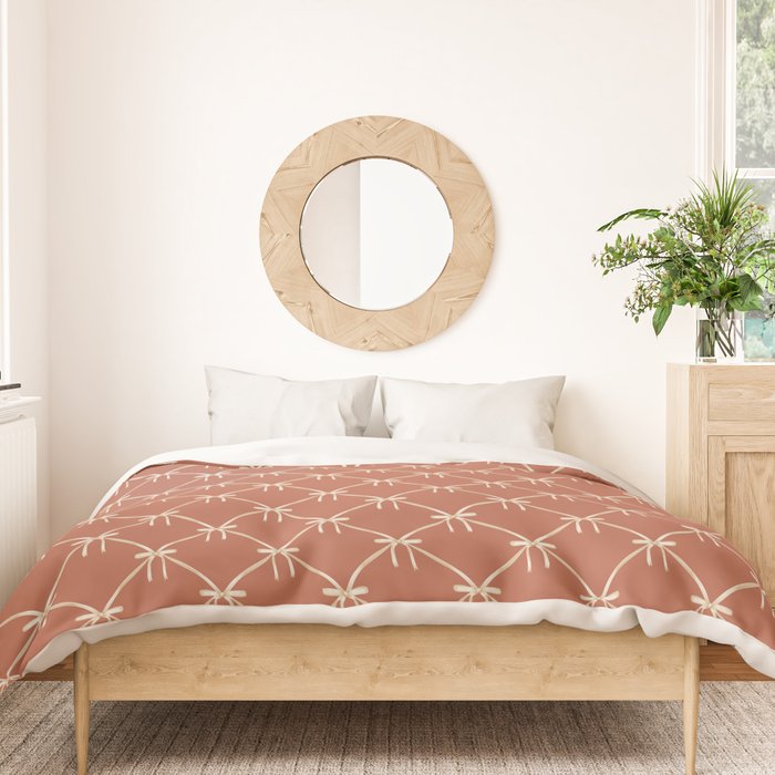Bows & Ribbons Pattern LVIII Terracotta Orange Duvet Cover Gallery Image 3
