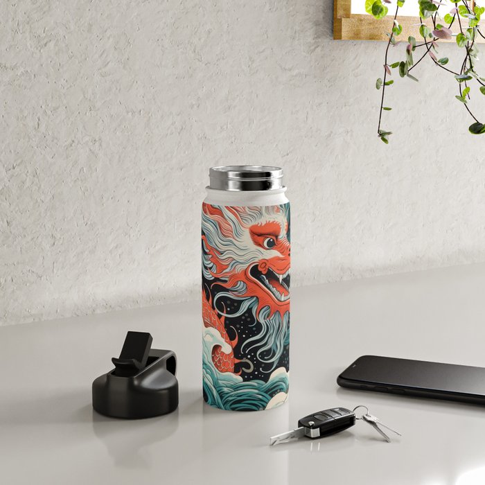 Red Chinese Water Dragon Water Bottle Gallery Image 4