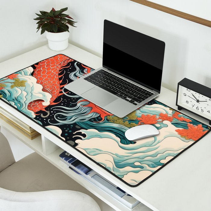 Red Chinese Water Dragon Desk Mat Gallery Image 2