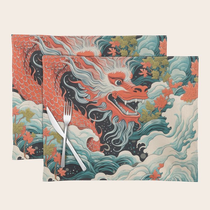 Red Chinese Water Dragon Placemat Gallery Image 1