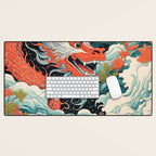 Red Chinese Water Dragon Desk Mat Gallery Image 1