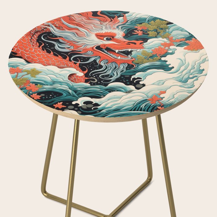 Red Chinese Water Dragon Side Table Gallery Image 2