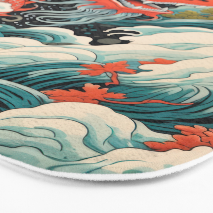 Red Chinese Water Dragon Bath Mat Gallery Image 3