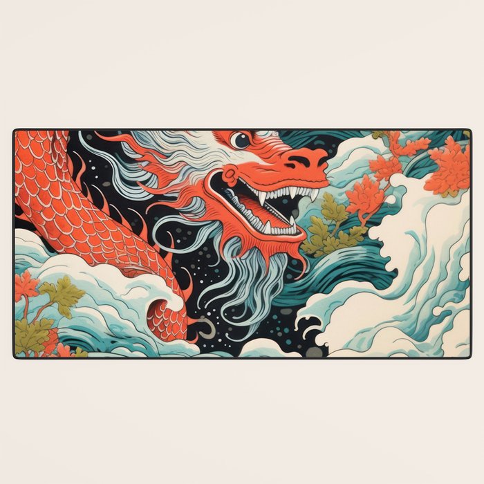 Red Chinese Water Dragon Desk Mat Gallery Image 3
