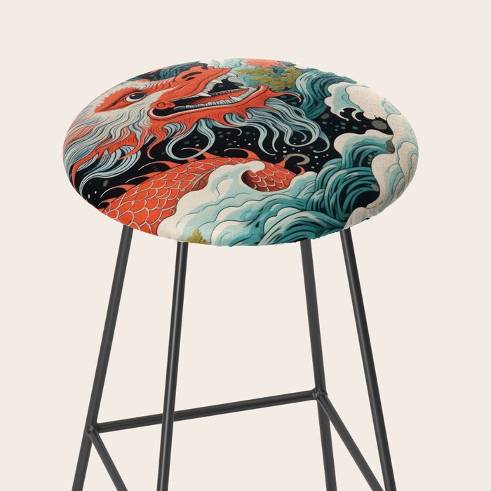 Red Chinese Water Dragon Stool Gallery Image 2