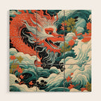 Red Chinese Water Dragon Wood Wall Art Gallery Image 1