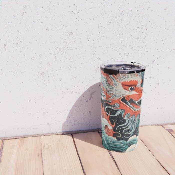 Red Chinese Water Dragon Travel Mug Gallery Image 4