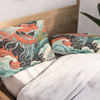 Red Chinese Water Dragon Pillow Sham Gallery Image 2