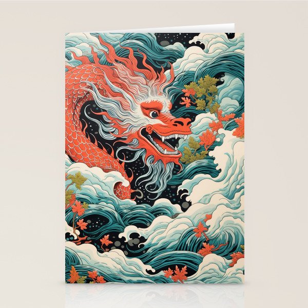 Red Chinese Water Dragon Stationery Card Gallery Image 2
