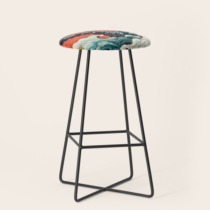 Red Chinese Water Dragon Stool Gallery Image 1