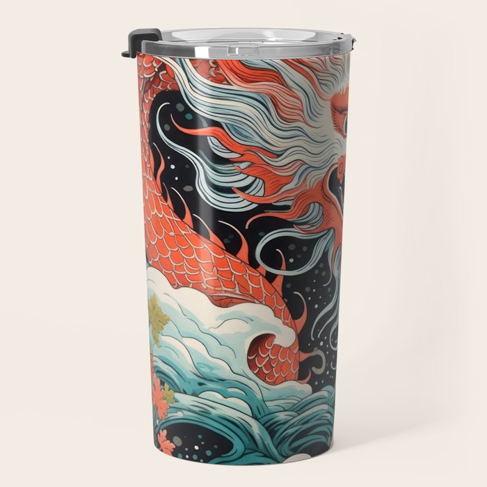 Red Chinese Water Dragon Travel Mug Gallery Image 3